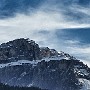 Sass Pordoi at dawn, seen from near Campitello