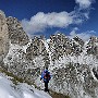 Walking near Rifugio Roda da Vael after overnight snow